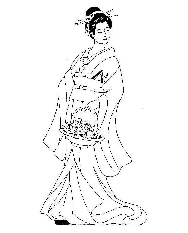 げいしゃ1 ぬりえ