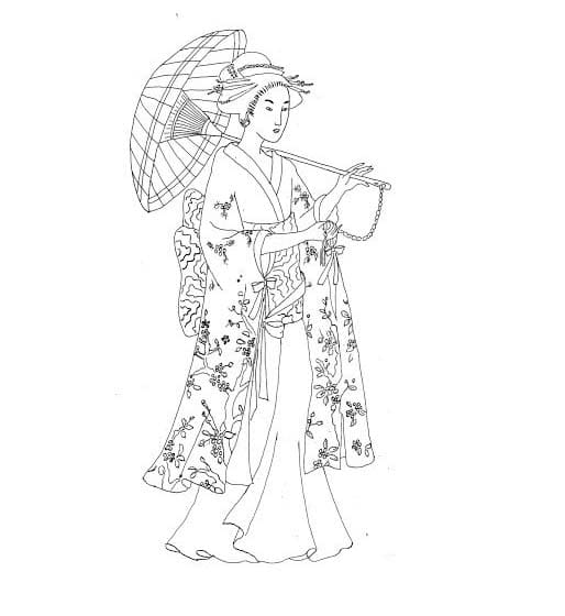 げいしゃ4 ぬりえ