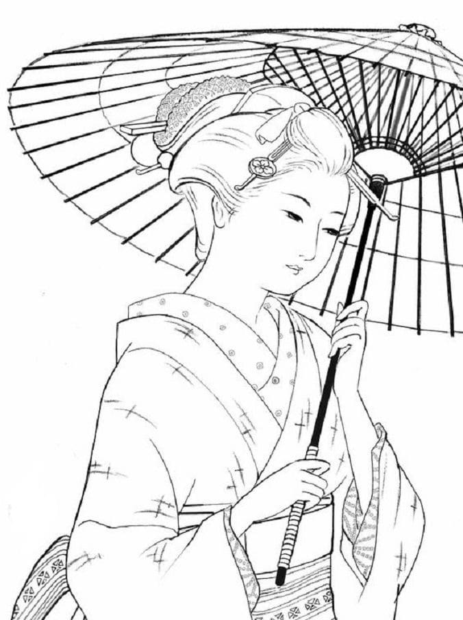 げいしゃ7 ぬりえ