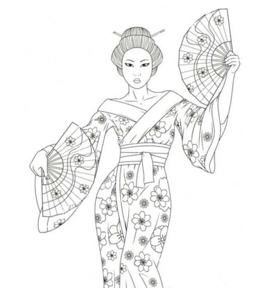 げいしゃ8 ぬりえ