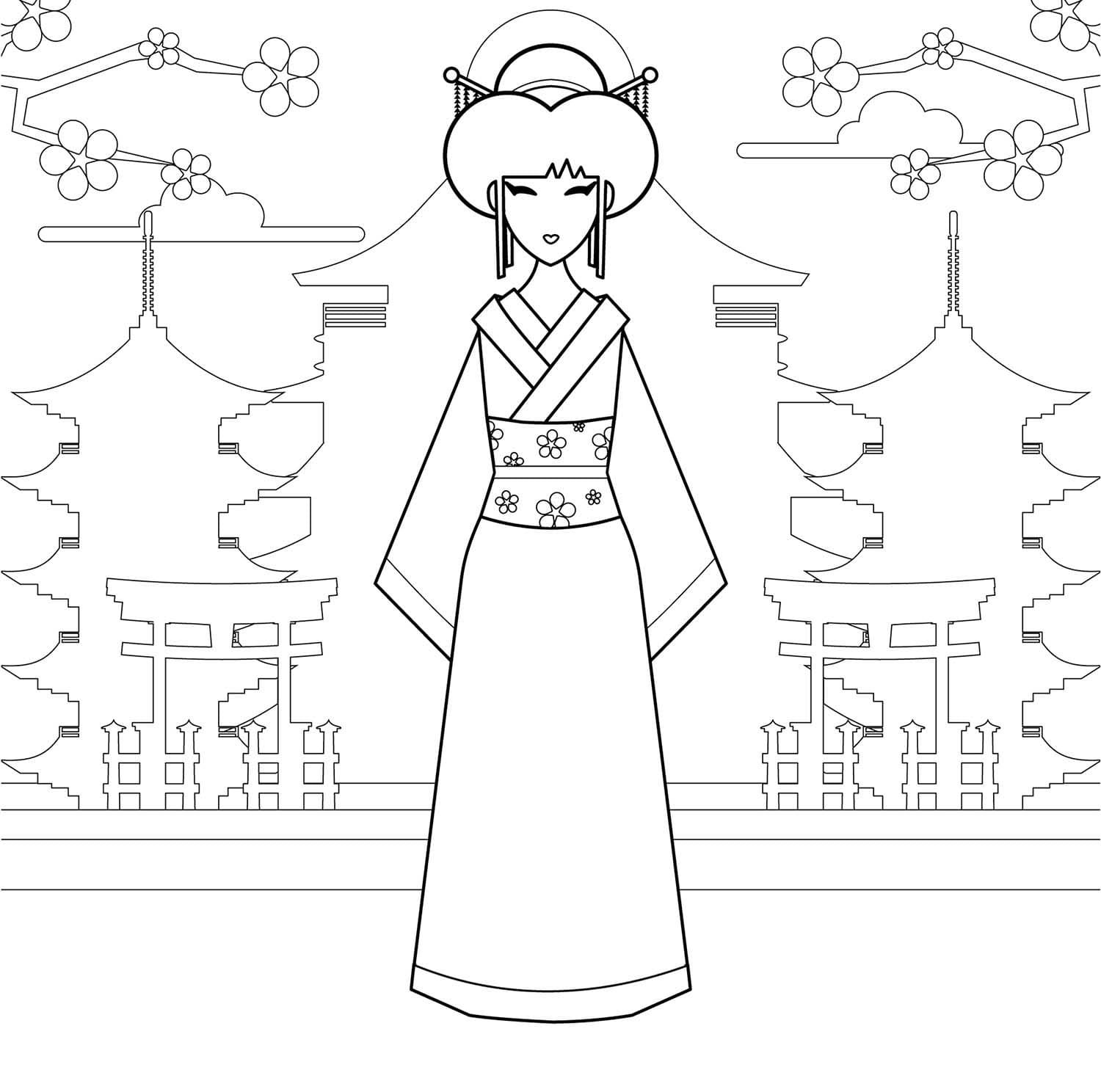 げいしゃ 画像の基本 ぬりえ