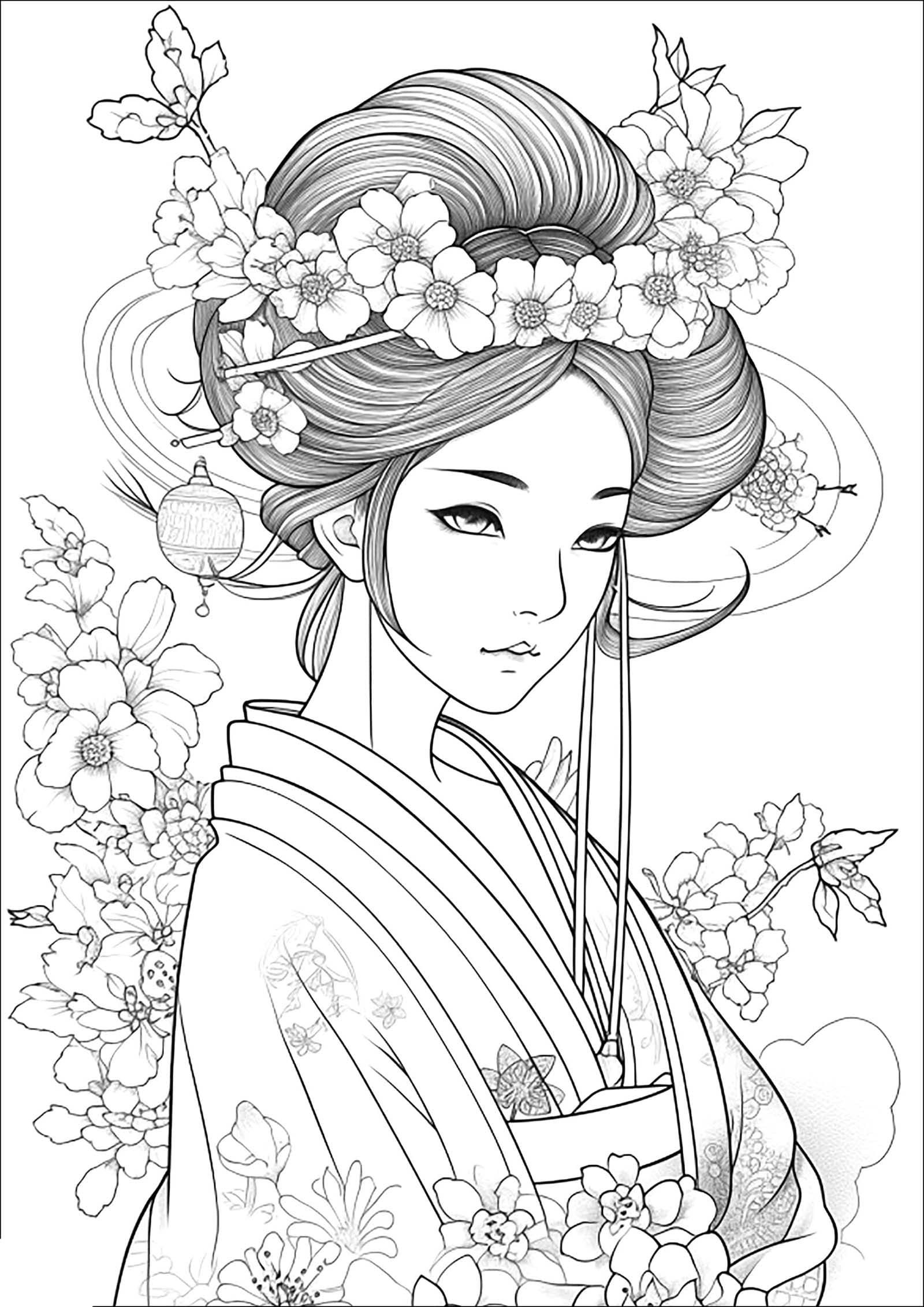 げいしゃ 印刷可能な描画 ぬりえ