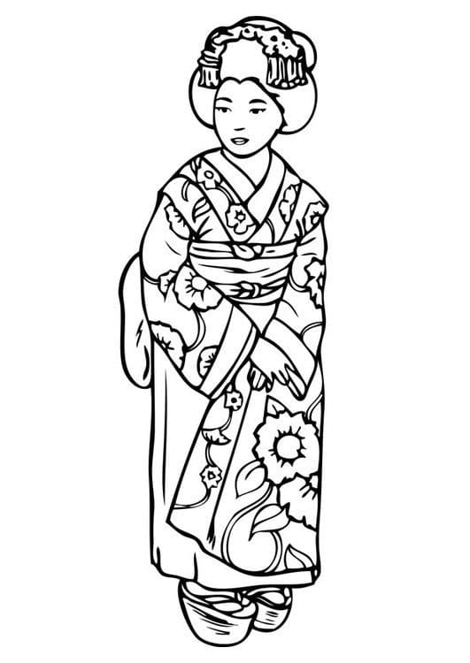 げいしゃ 印刷可能な画像 ぬりえ