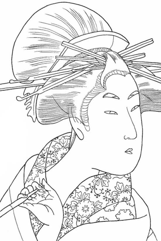 げいしゃ印刷可能な基本 ぬりえ