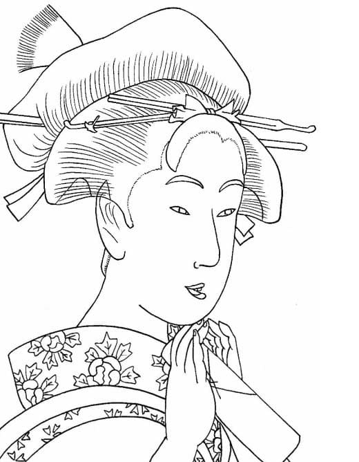 げいしゃ印刷可能なシンプル ぬりえ
