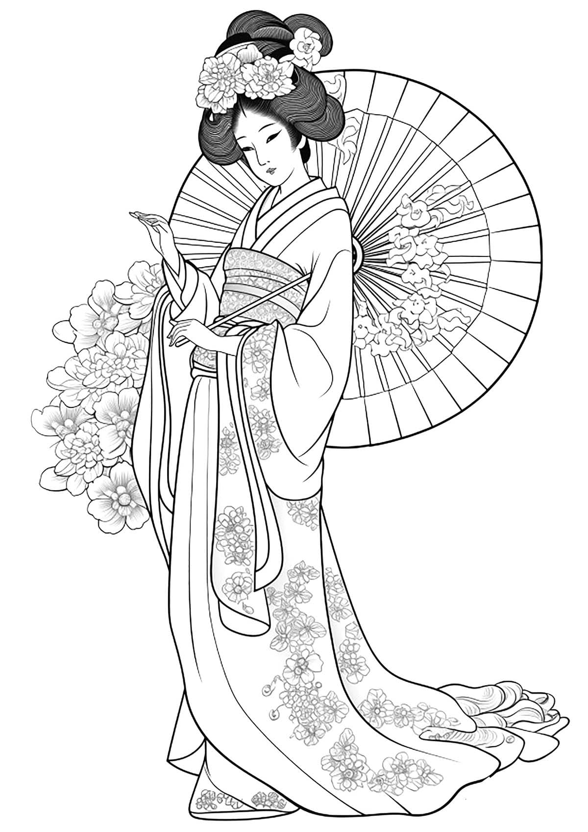 げいしゃ シンプルに描く ぬりえ