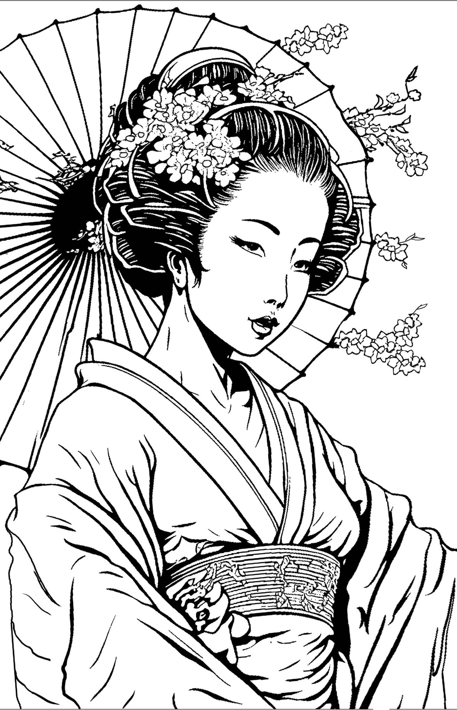 げいしゃ シンプルな画像 ぬりえ
