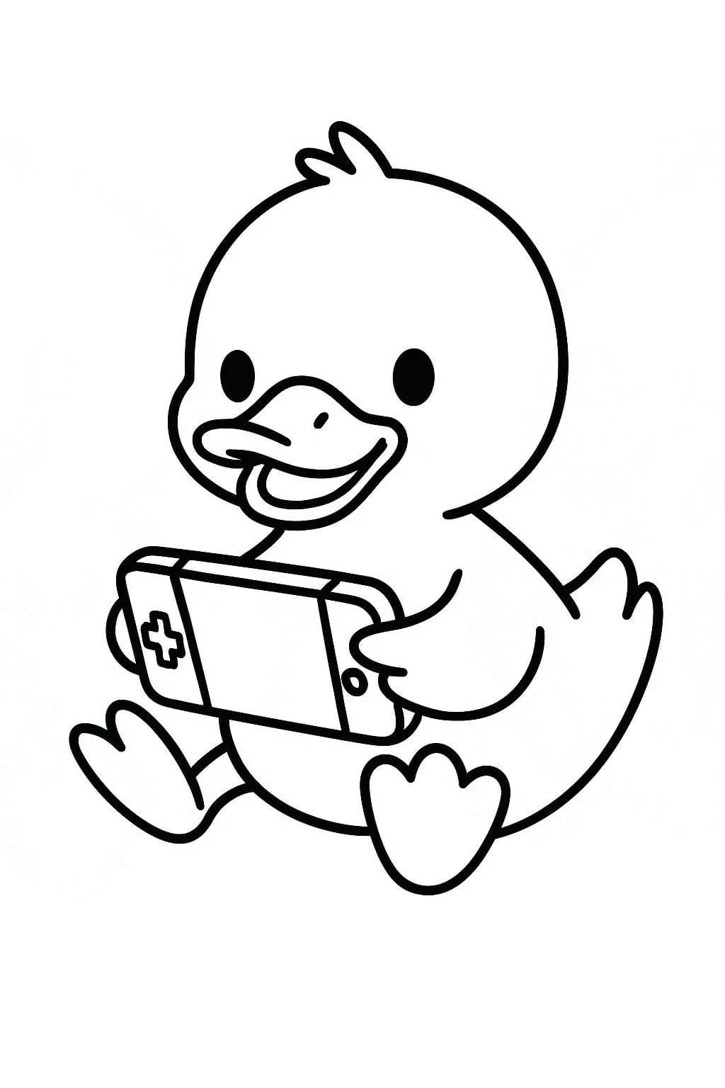 ゲームをプレイするアヒル ぬりえ