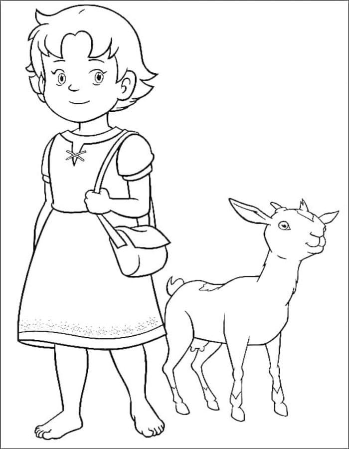 ハイジ 描画 ぬりえ