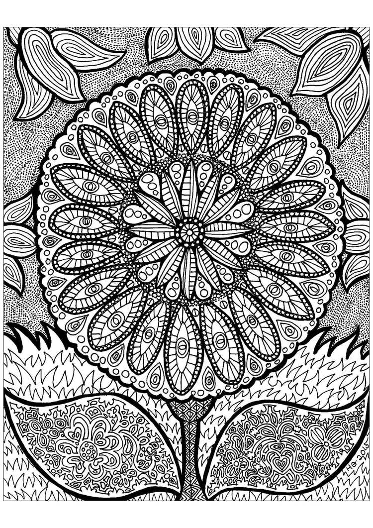 花のゼンタングル ぬりえ