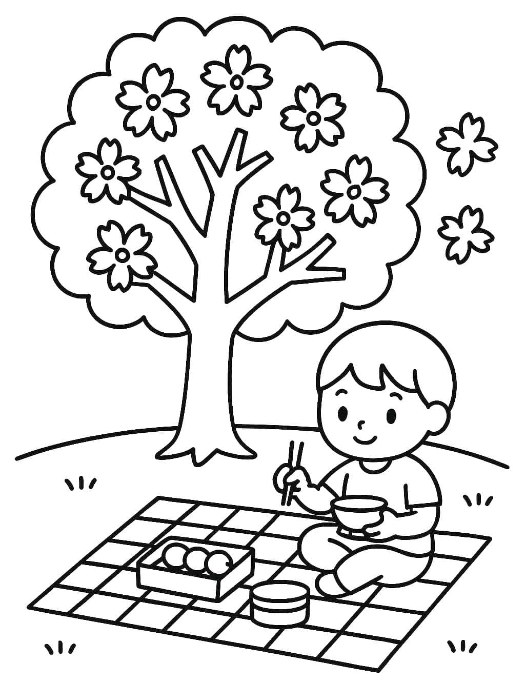 花見 ぬりえ ぬりえ