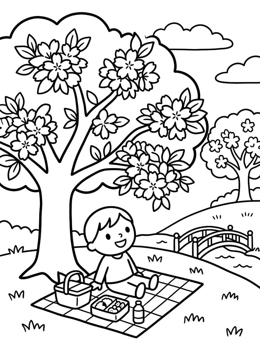 花見 無料で印刷可能 ぬりえ