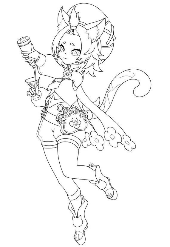 原神ディオナ ぬりえ