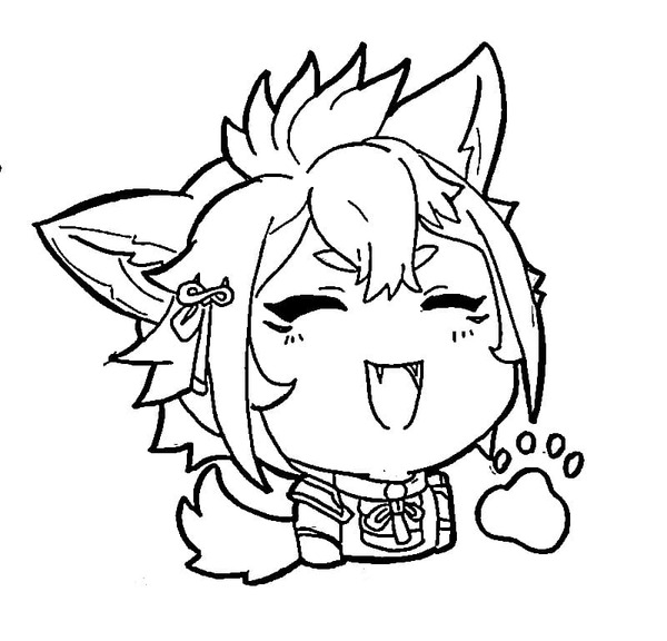 原神インパクト かわいいゴロウ ぬりえ