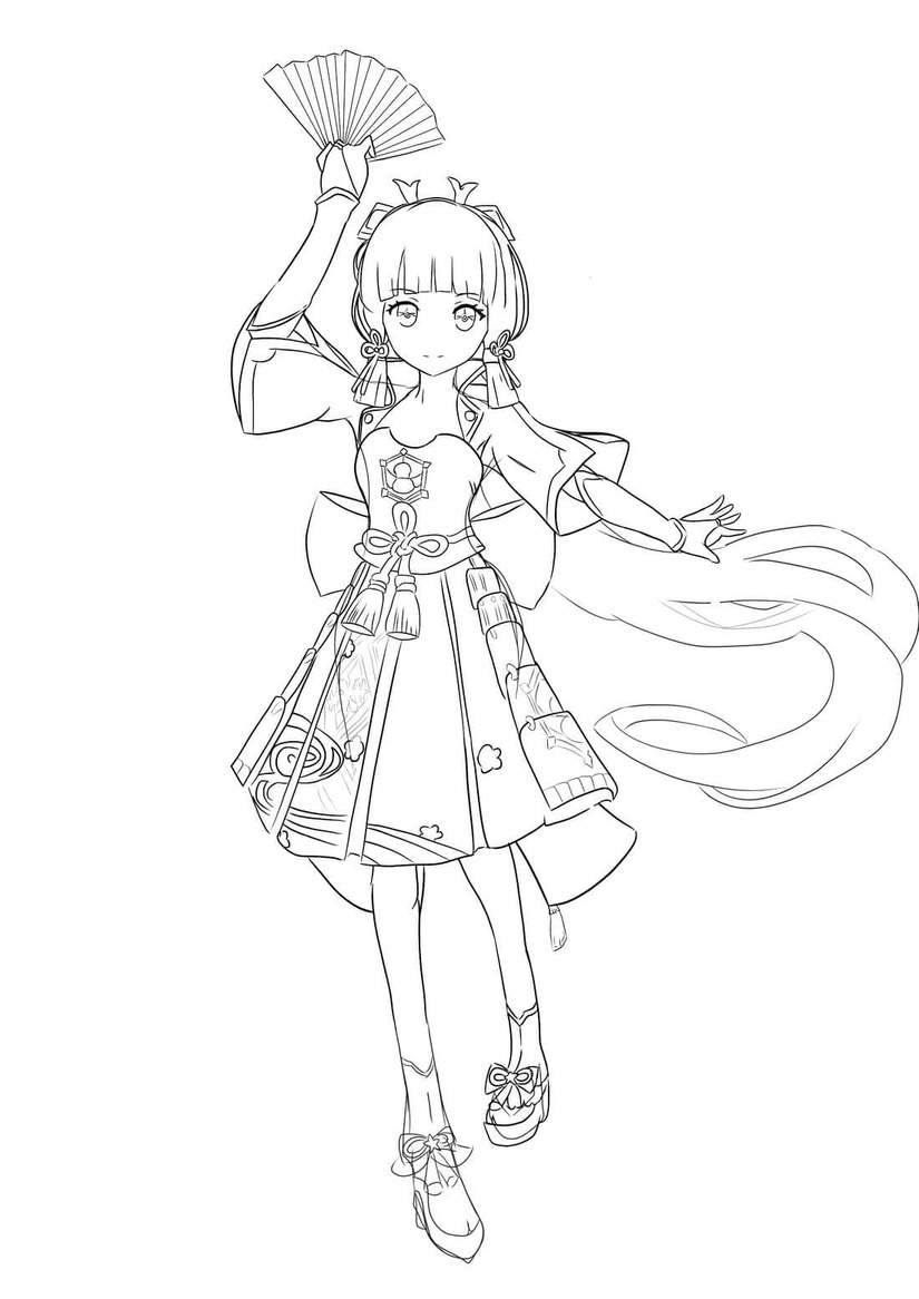原神 神里綾香 ぬりえ