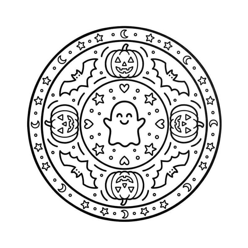 ハロウィンのマンダラ 描く ぬりえ