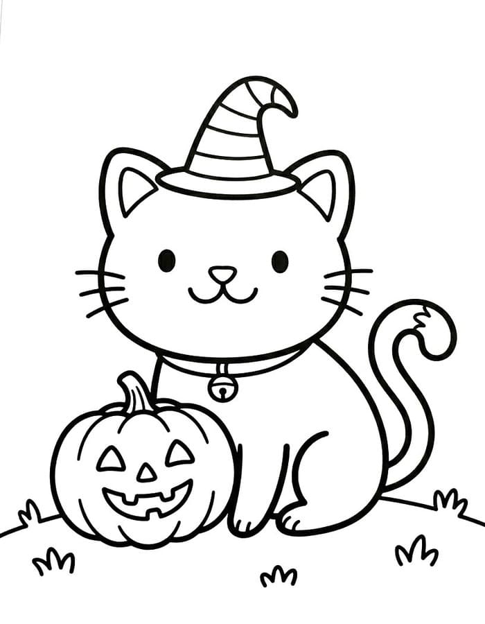 ハロウィンの猫 画像 ぬりえ