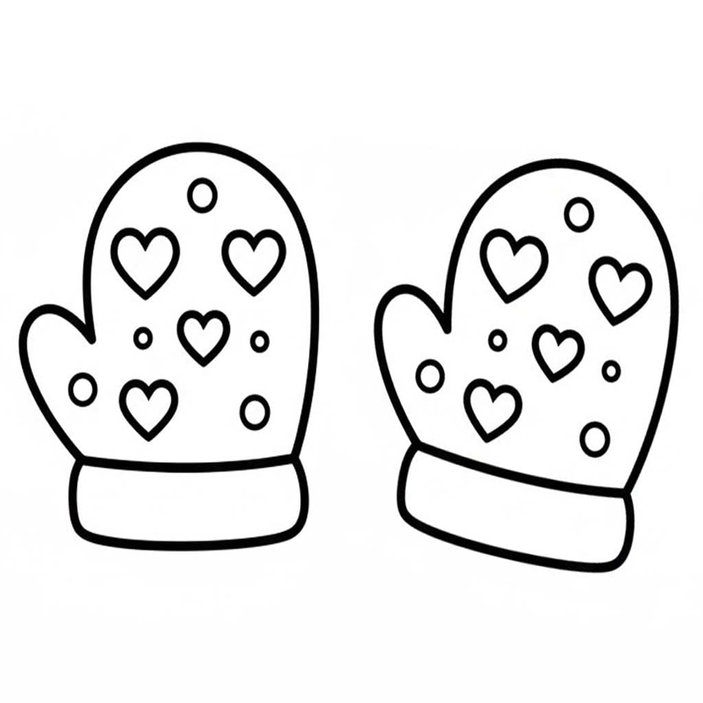 ハート ミトン ぬりえ