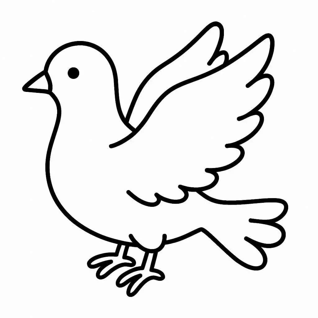 鳩の線画 ぬりえ