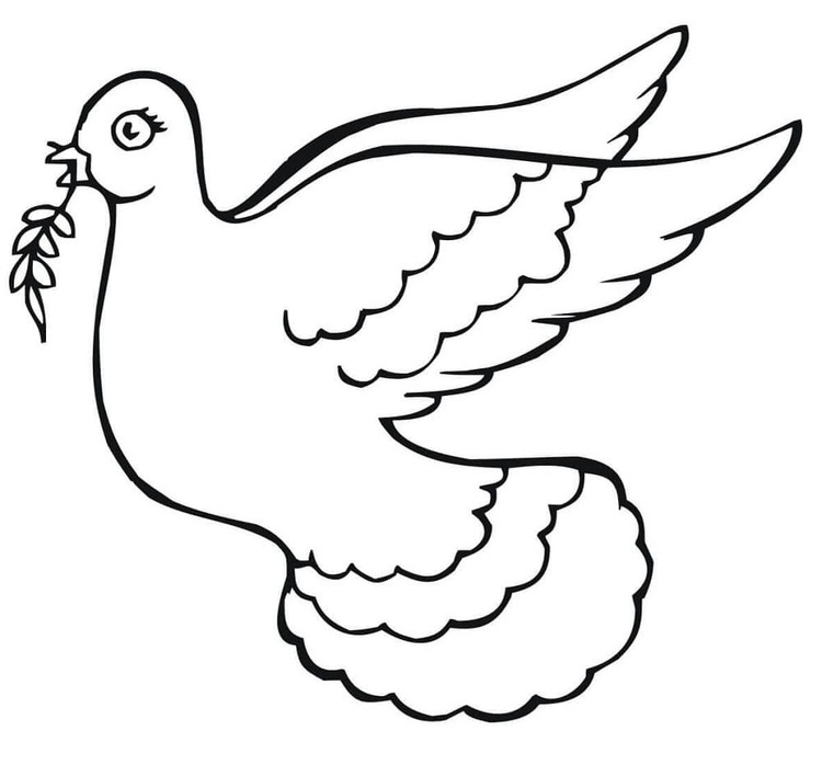 鳩とオリーブ ぬりえ