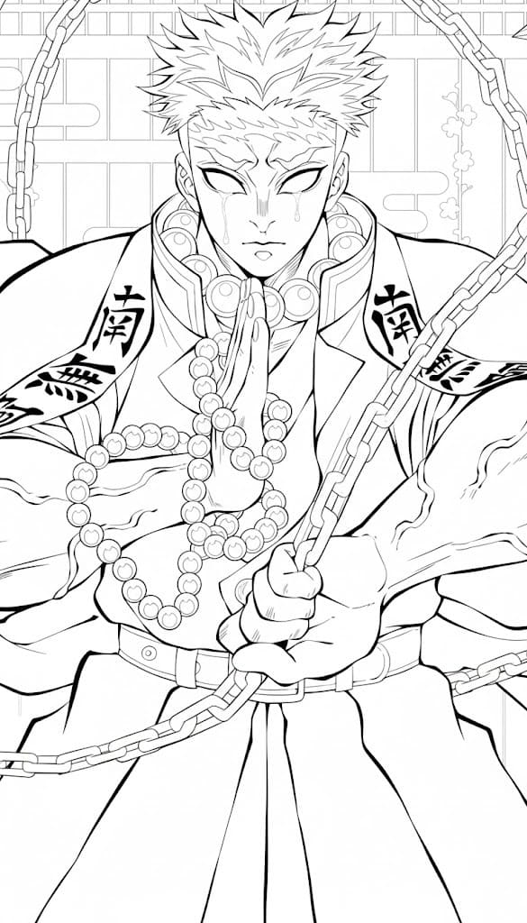 悲鳴嶼行冥 1 ぬりえ