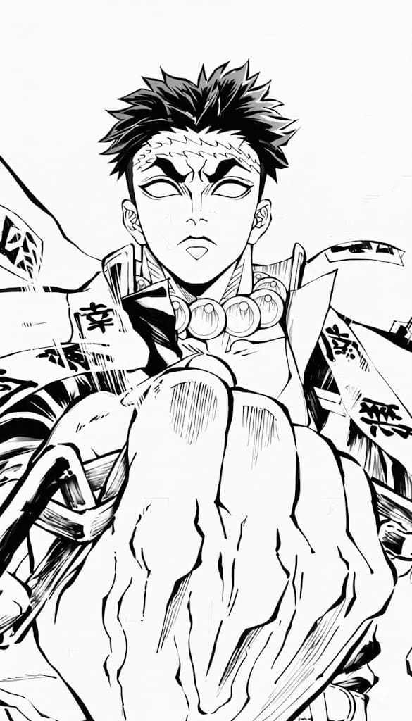 悲鳴嶼行冥 2 ぬりえ