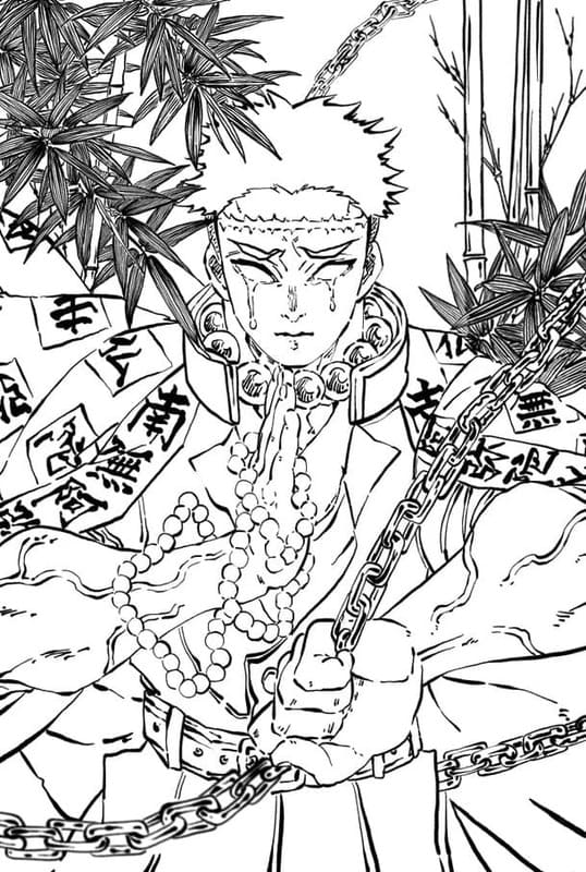 悲鳴嶼行冥 無料 ぬりえ