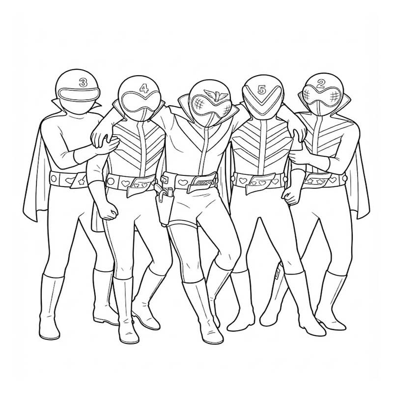 秘密戦隊ゴレンジャー 基本的な ぬりえ