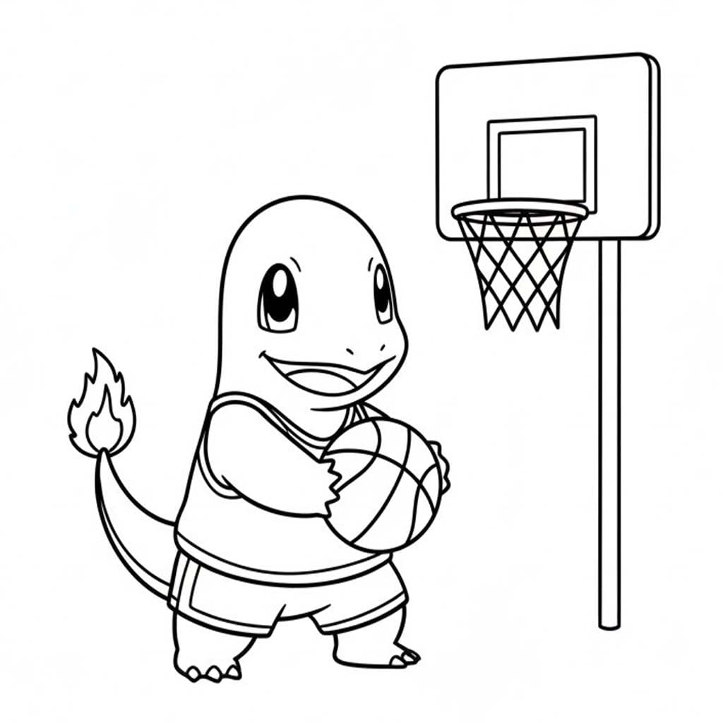 ヒトカゲ 単純 ぬりえ