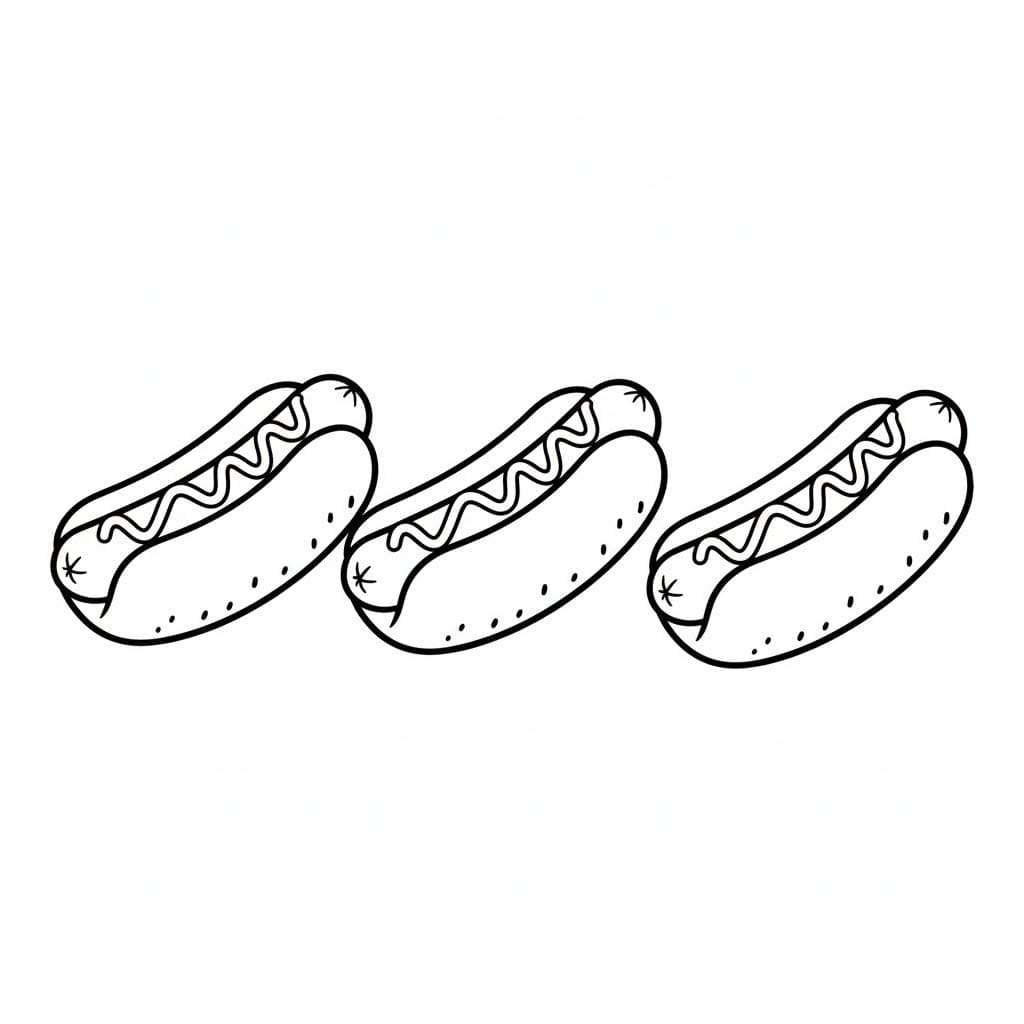 ホットドッグ 描画 ぬりえ