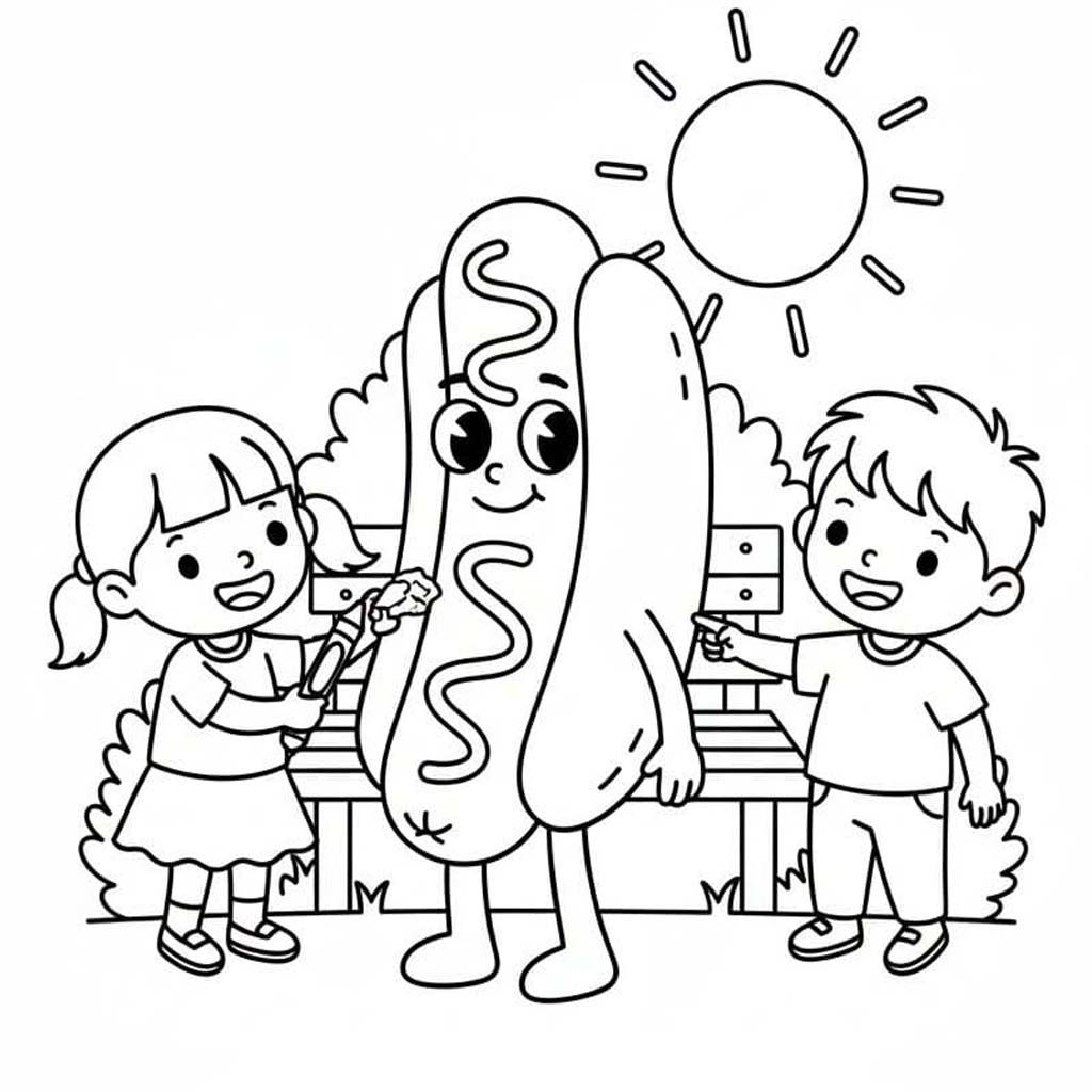 ホットドッグ 印刷可能 ぬりえ