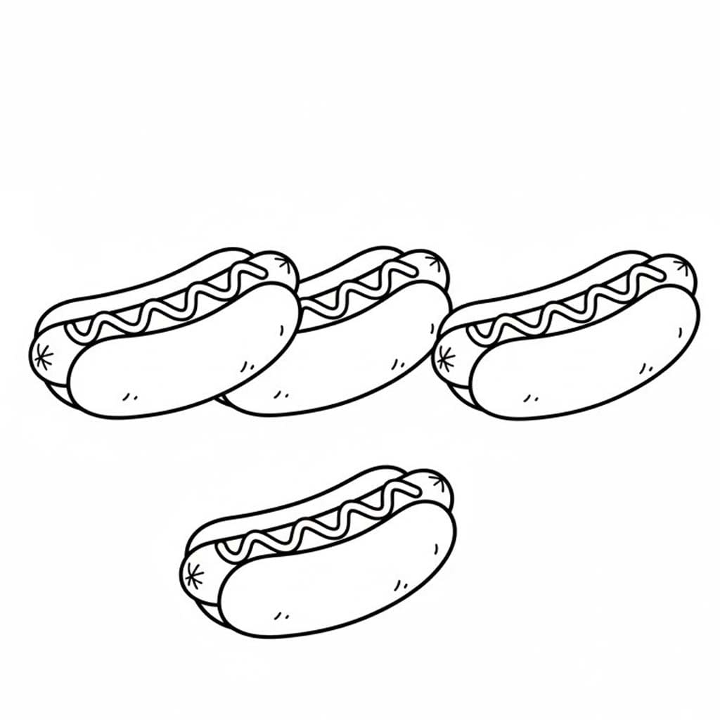 ホットドッグ 基本的な ぬりえ