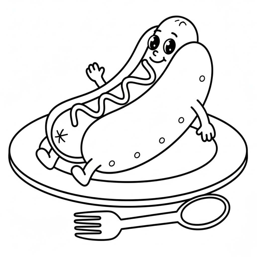 ホットドッグ 無料 ぬりえ