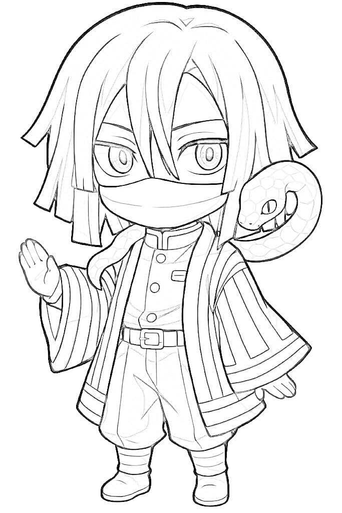 伊黒小芭内 印刷可能 ぬりえ