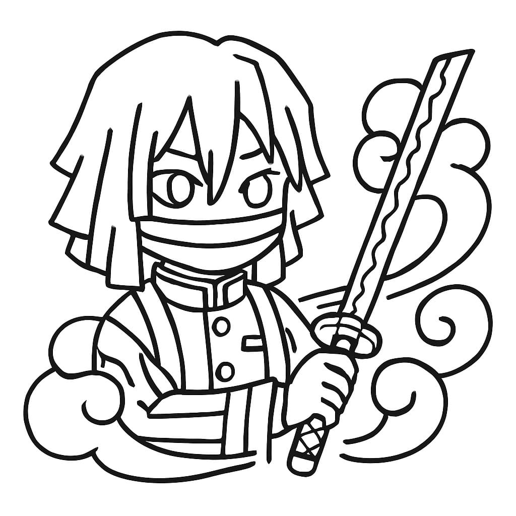 伊黒小芭内 簡単 ぬりえ