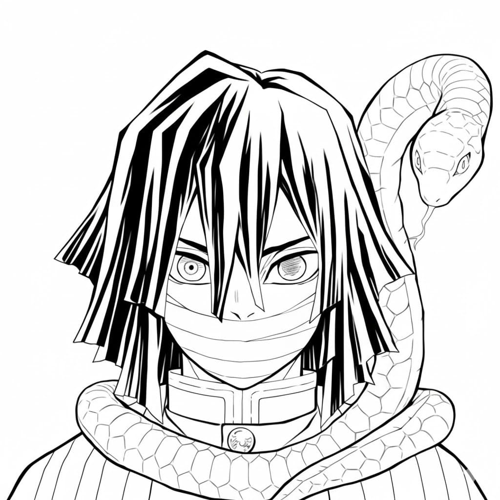 伊黒小芭内 無料で印刷可能 ぬりえ