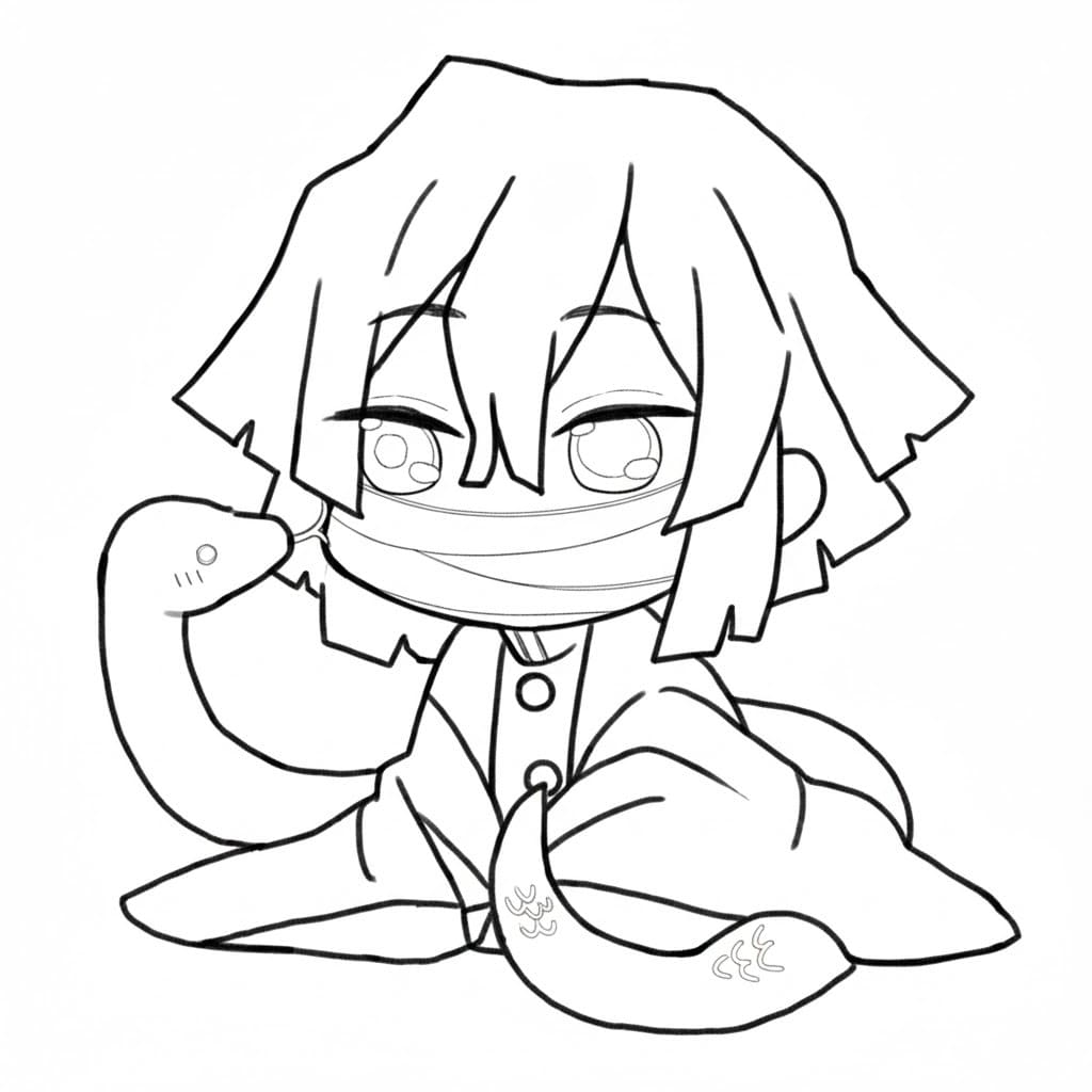 伊黒小芭内 無料 ぬりえ