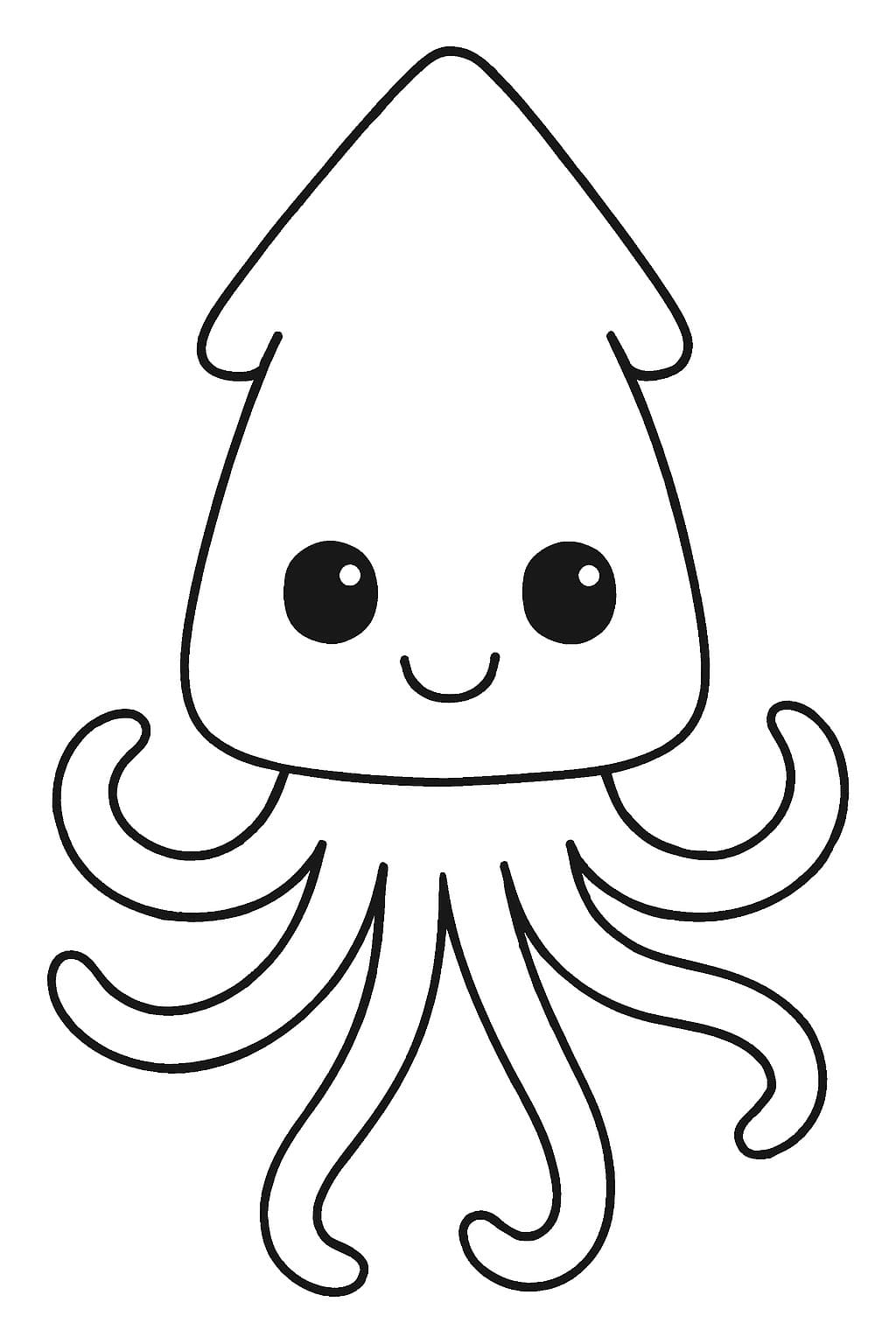 イカ 基本的な ぬりえ