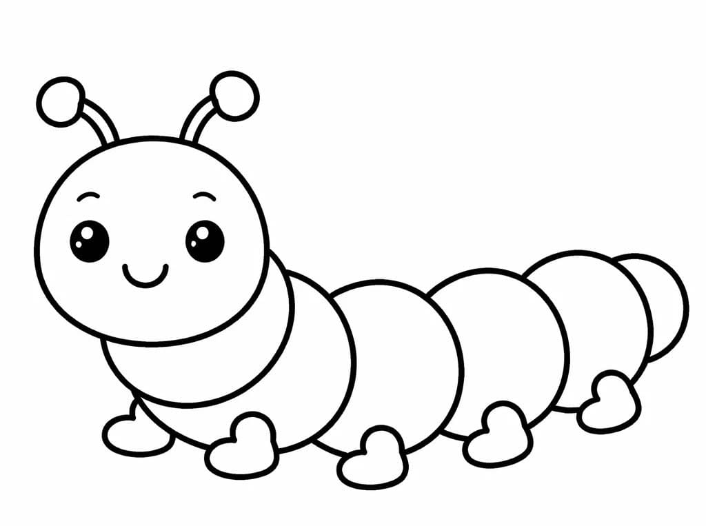 イモムシ 簡単 ぬりえ