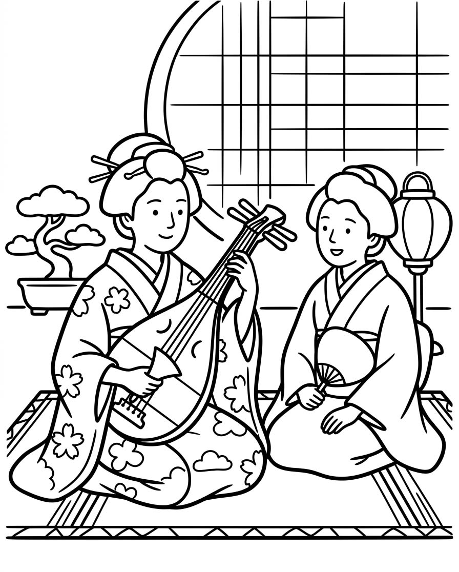 印刷 琵琶 ぬりえ