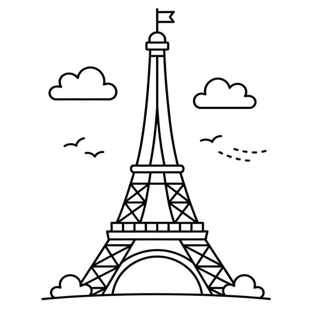 印刷 エッフェル塔 描く ぬりえ
