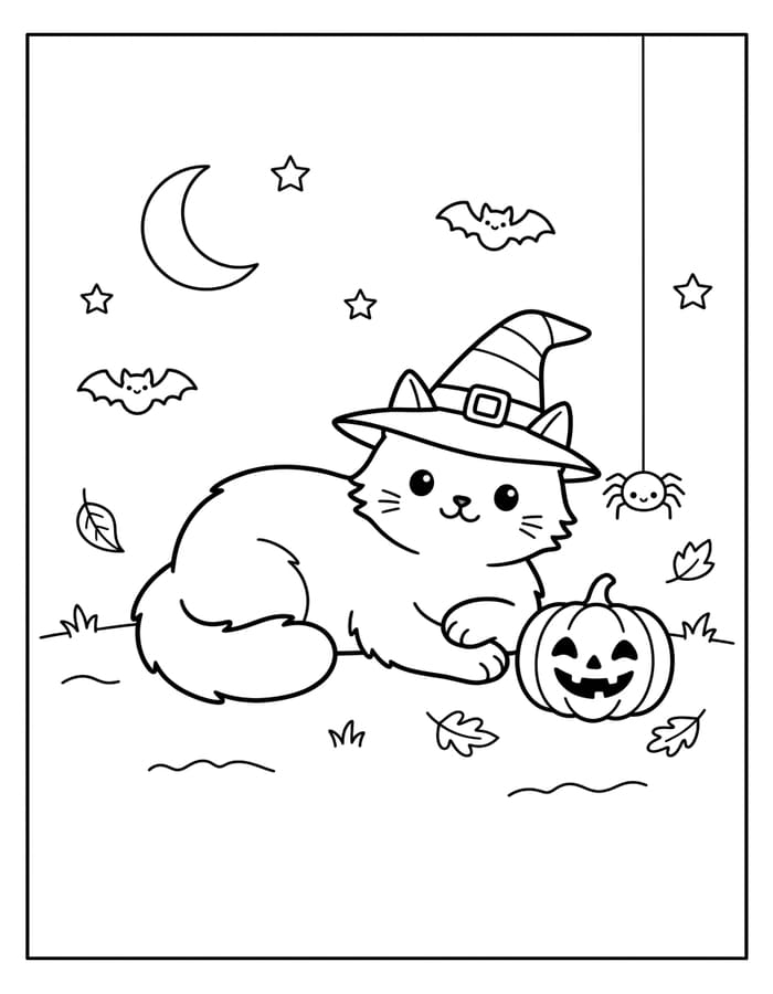 印刷 ハロウィンの猫 ぬりえ