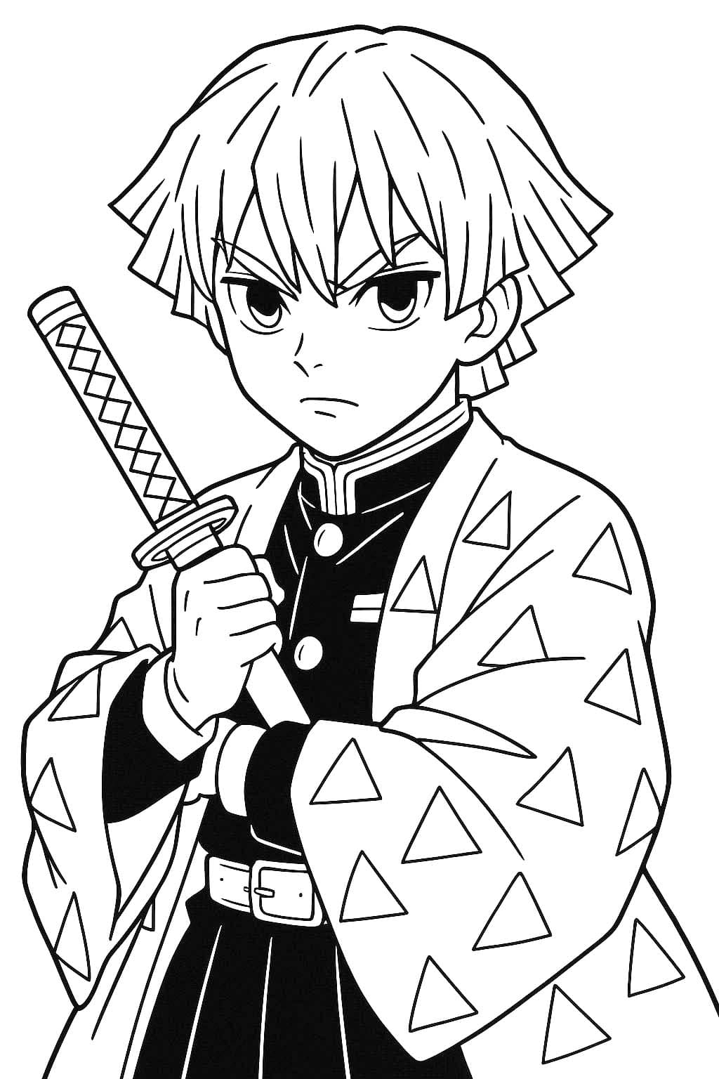 我妻善逸 (あがつまぜんいつ) ぬりえ ぬりえ