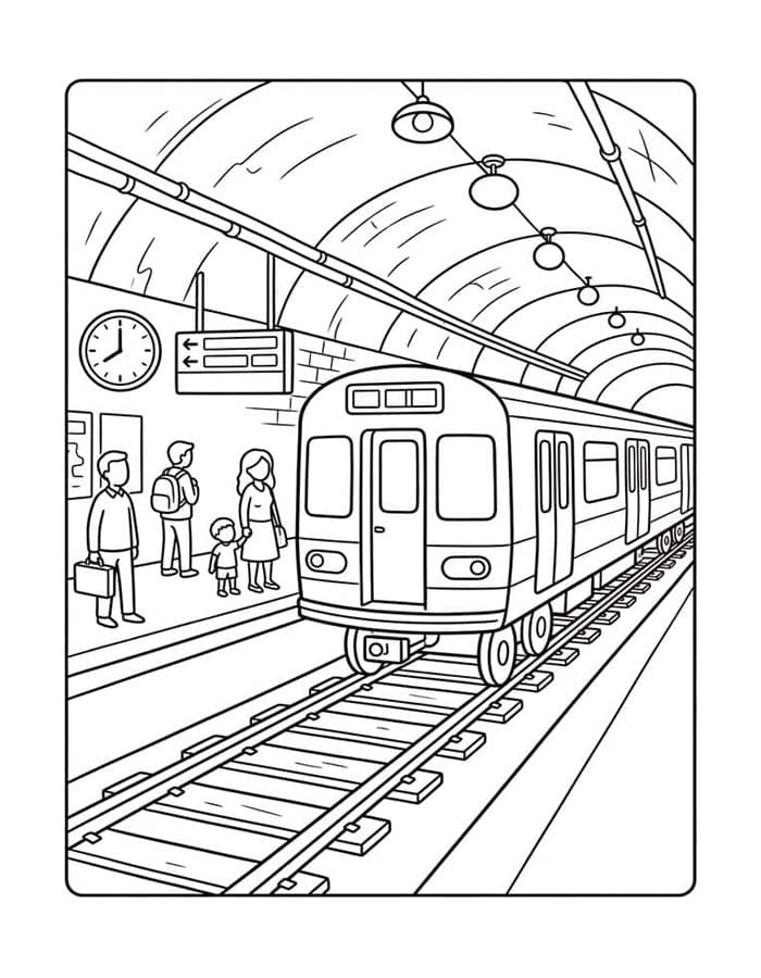 印刷可能 地下鉄 描く ぬりえ