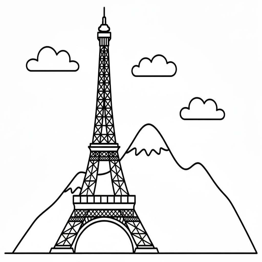 印刷可能 エッフェル塔 描く ぬりえ