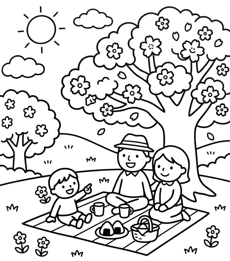 印刷可能 花見 ぬりえ