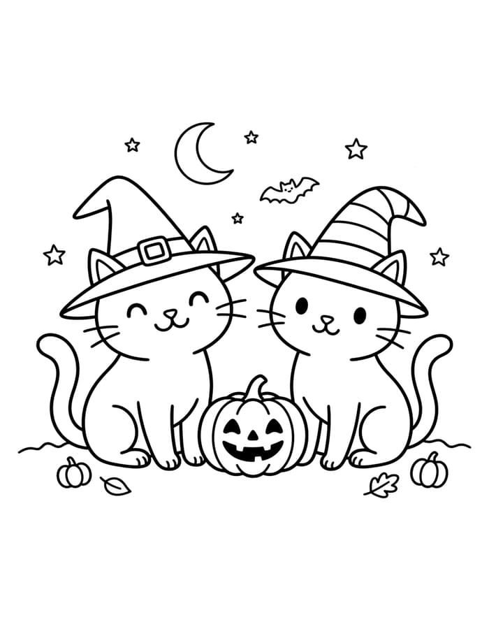 印刷可能 ハロウィンの猫 ぬりえ