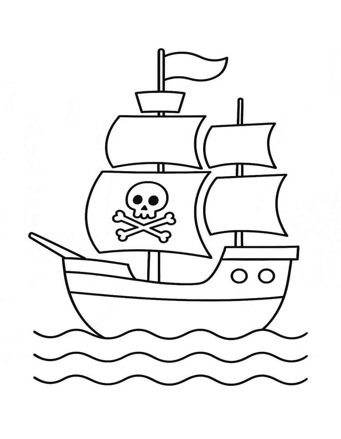 印刷可能 海賊船 描く ぬりえ