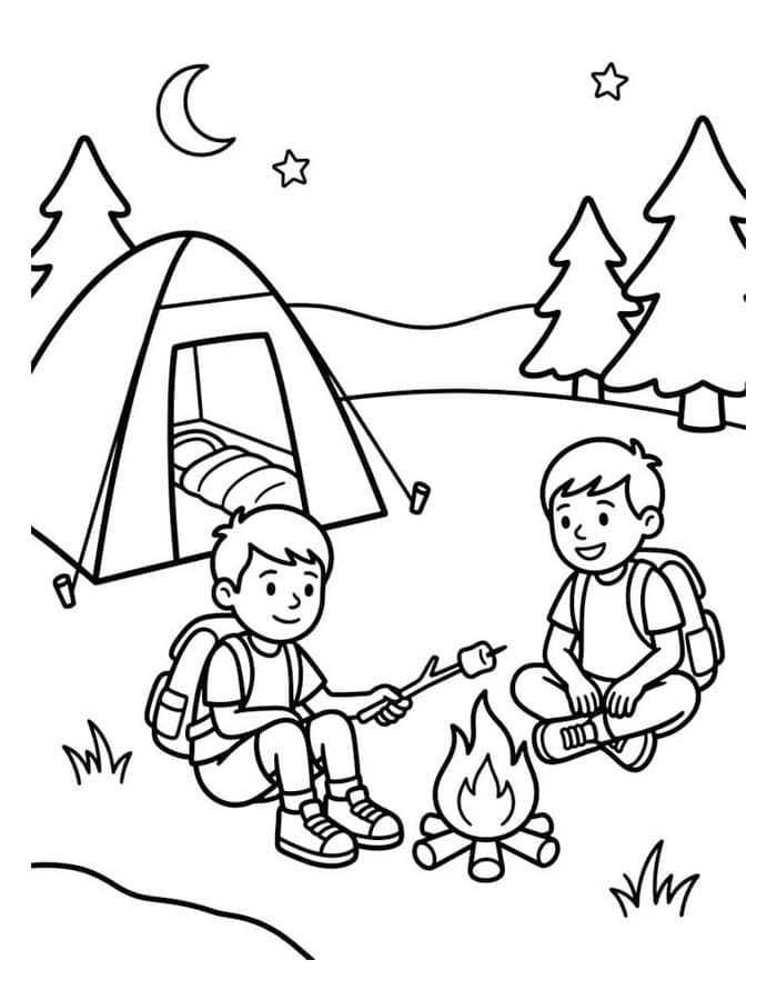 印刷可能 キャンプ 描く ぬりえ