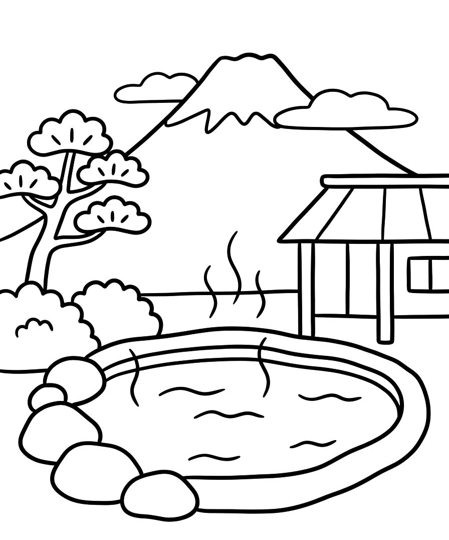 印刷可能 温泉 ぬりえ